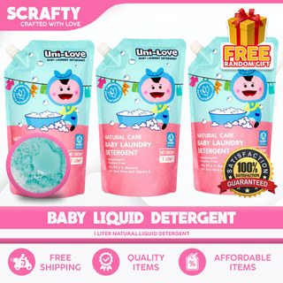 Scrafty 3Pcs Unilove Baby Laundry Detergent Liquid | 1 Liter Gentle Fabric Wash, Panglaba Sabon