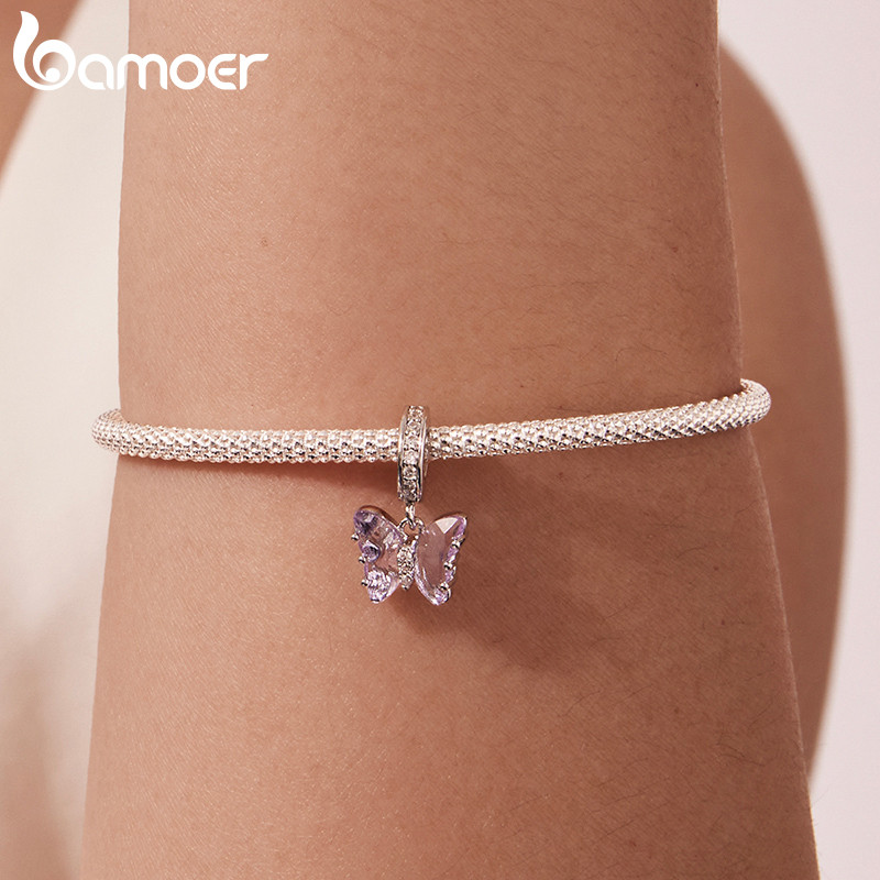 Bamoer ลูกปัดผีเสื้อสีม่วงจี้ DIY สร้อยข้อมือสร้อยคออุปกรณ์เสริมสําหรับของขวัญผู้หญิง ราคา ถูกที่สุด ดีลบีเคเค แกลเลอรีภาพที่ 6