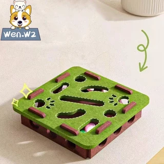 wen.W2 ของเล่นแมวฝึกสมอง 【ตัวช่วยแก้เหงา】 กล่องขนสัตว์ทนทาน พร้อมลูกบอล ช่วยให้แมวออกกำลังกาย