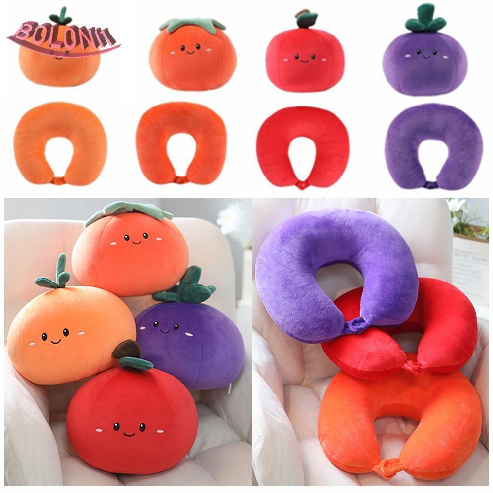 BO หมอนรองคอผลไม้น่ารัก,ตุ๊กตาสั้น 2 in 1 หมอนรูปตัวยู,คอรองรับนุ่มตามหลักสรีรศาสตร์หมอนรูปผลไม้อเนก