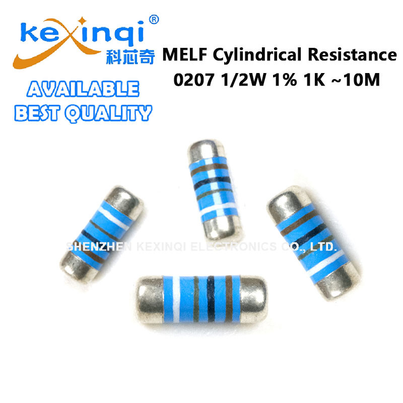 (10 ชิ้น) 0207 MELF ความต้านทานทรงกระบอก 1/2W 1% 0R 1R 10R 100R 1K 2.4K 10K 24K 27K 33K 68K 100K 220