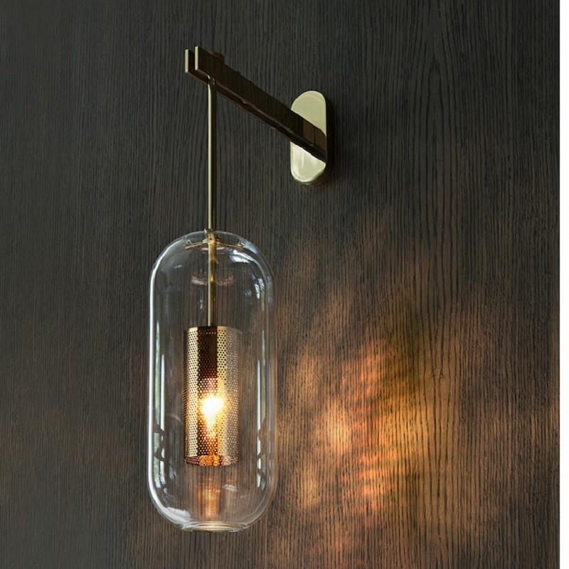 Nordic wall lamp designer light luxury glass sphere bedroom bedside lamp post-modern study office de