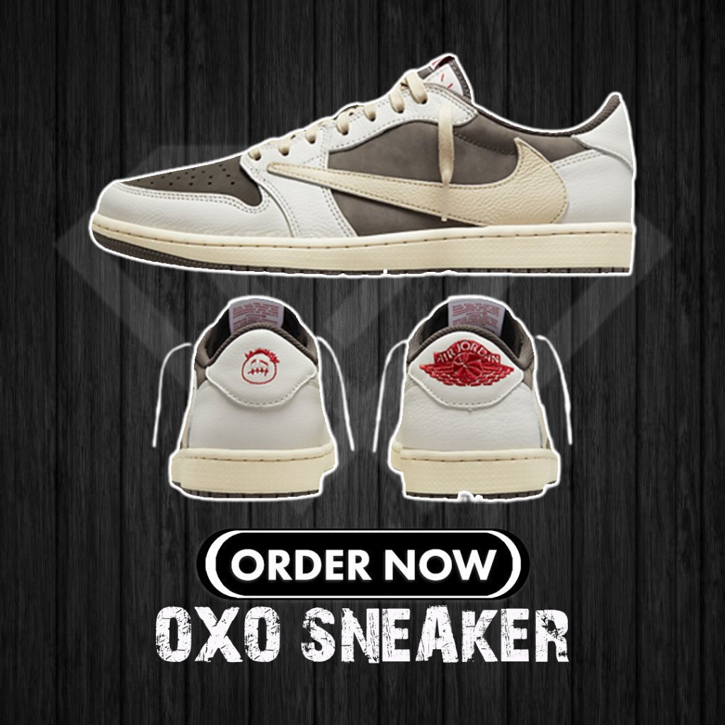 Travis Scott X Air Jordan 1 low og SP reverse mocha AJ1 DM7866-162 รองเท้าผ้าใบ Nike รองเท้าผู้หญิงผ
