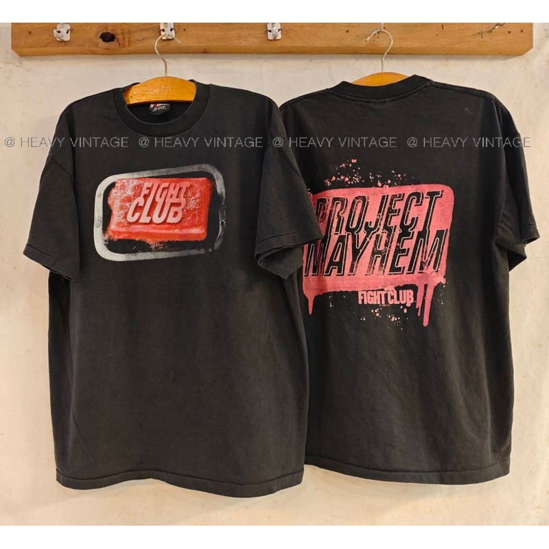 FIGHT CLUB The SOAP Legandary Movie Bio Washed tag BLเสื้อวินเทจ เสื้อหนังตำนาน heavy vintage shirt