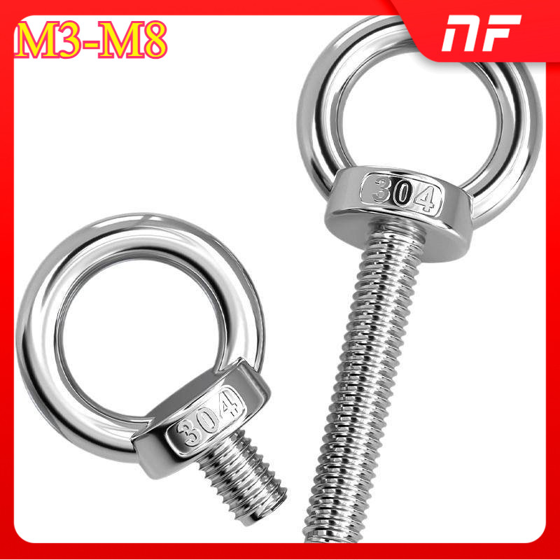 304 สแตนเลสสตีล Lug แหวน Bolt Crane เรือแหวน O-type สกรูขยายแหวนสกรู M3/M4/M5/M6/M8 * L9-200 มม. XF-