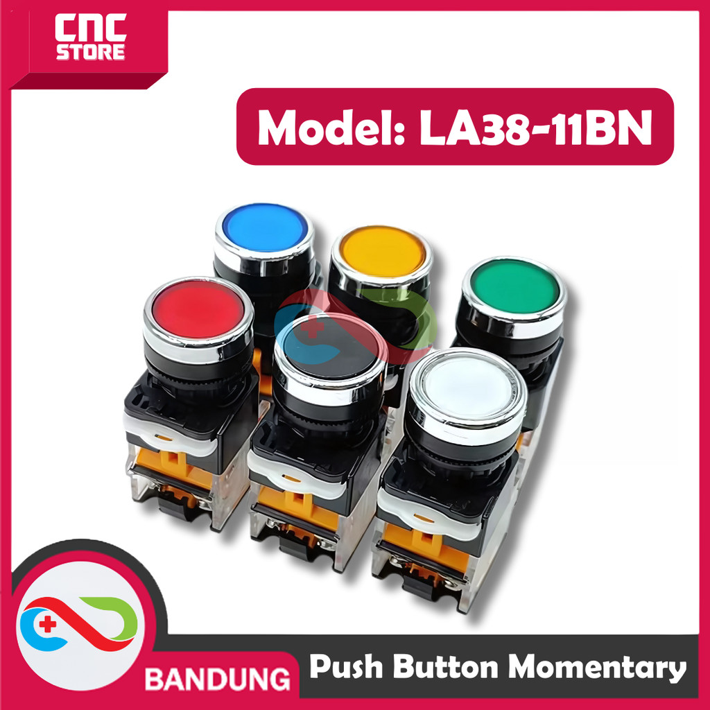 ปุ่มกด 22 มม.LA38-11BN Push On Flat Switch 10A Momentary