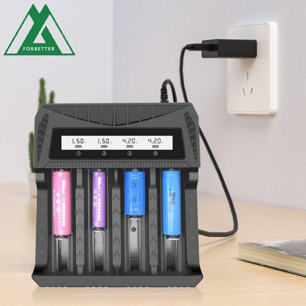 FORBETTER แบตเตอรี่ LCD อัจฉริยะ USB Charger, 4 ช่อง 3.7V-4.2V Li-ion แบตเตอรี่ลิเธียม Charger, 1.2 