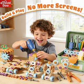 190PCS Kids DIY Toolbox Toy Set Electric Drill Assembly Creative Educational Toy for Boys STEM Learning