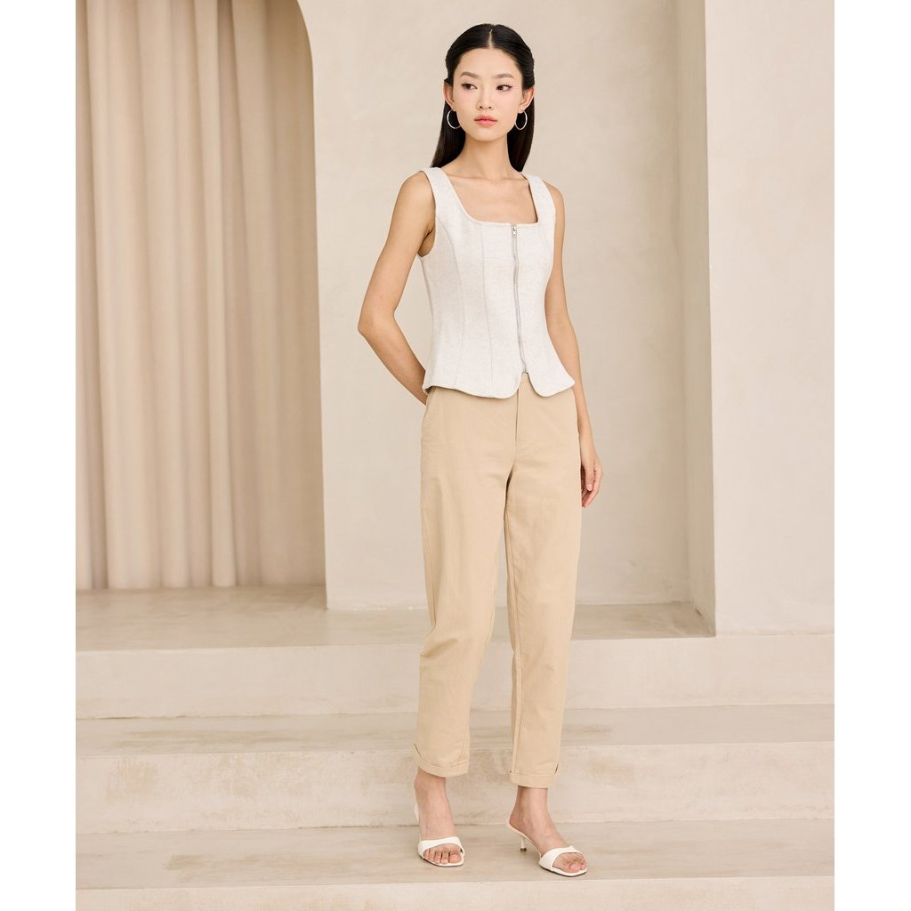 Manhattan Zip Up Tank - ครีม