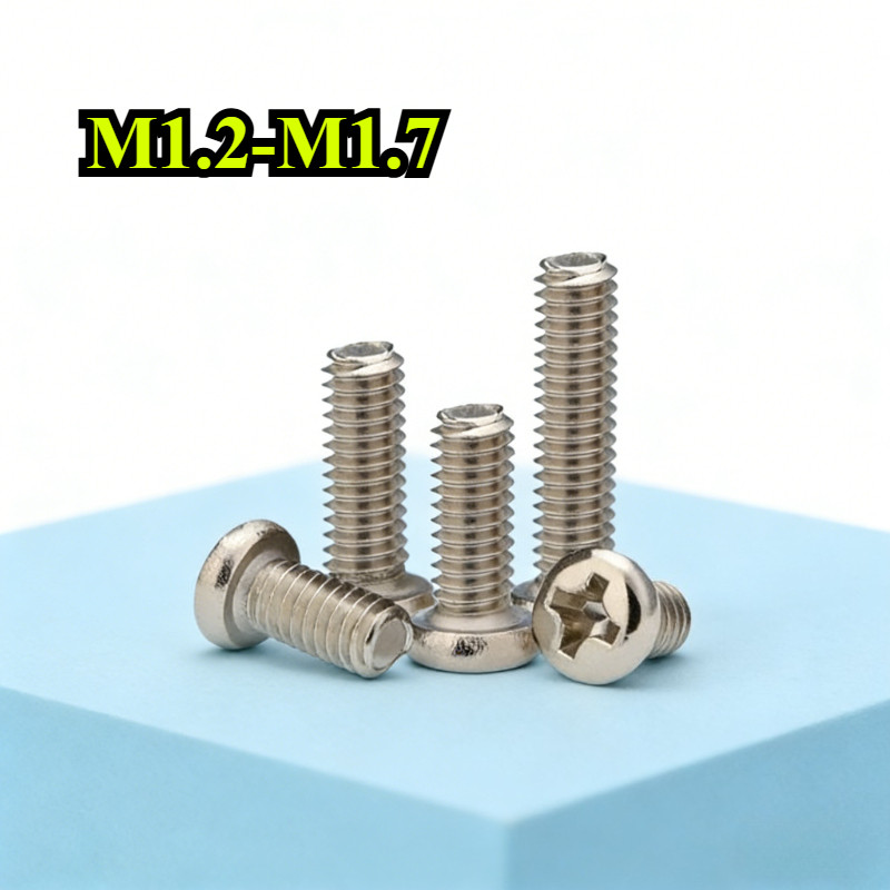 【ZQ-R1】สกรู น็อต JP น็อต สกรู หัวกลม หัวแพน แฉก P+ชุบนิกเกิล เกลียวมิล หยาบ  M1.2/M1.4/M1.6/M1.7