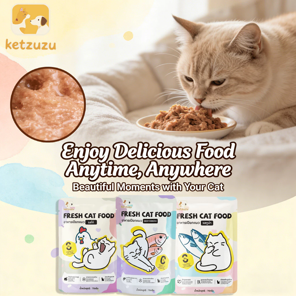 Ketzuzu อาหารเปียกแมว บำรุงขน+สายตา สูตรไม่เค็ม 70g thumbnail 6