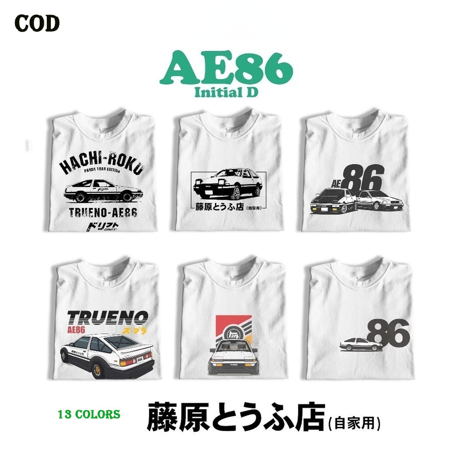 เสื้อ ราคา ถูก Anime Drift AE86 Sided  R34 Skyline GTR JDM Manga T Shirtsเสื้อยืด ผู้หญิง และ ผู้ชาย