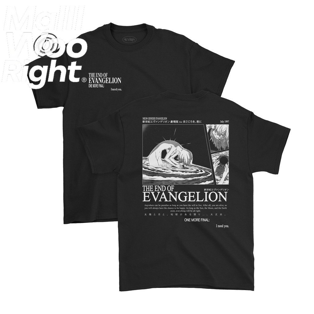 （จัดส่งตลอด 24 ชั่วโมง）Woo Right เสื้อยืด พิมพ์ลายอนิเมะ Evangelion NGE The End of Evangelion สําหรับผู้ชาย HY
