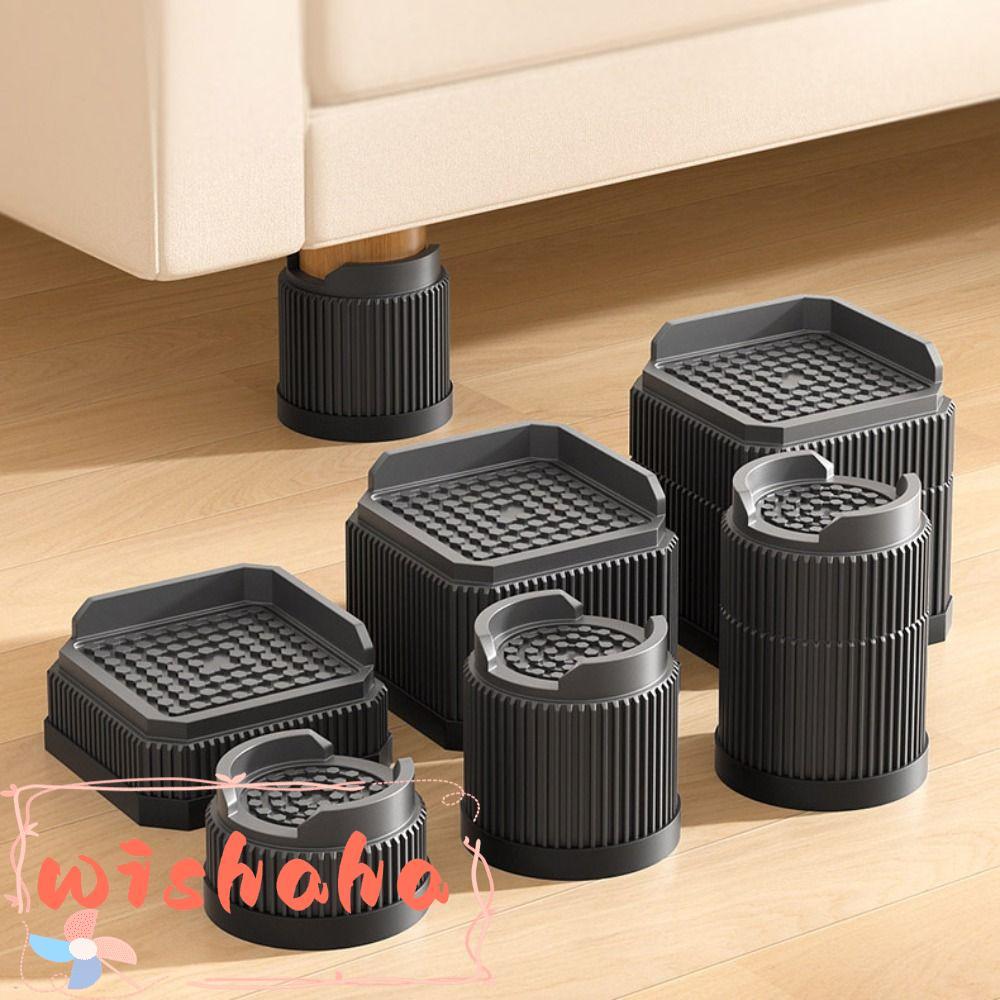 WISHAHA แผ่นรองฝ่าเท้าเฟอร์นิเจอร์, เตียงกลมสําหรับงานหนักยก Risers, ซิลิโคนคุณภาพสูงลื่นปรับเตียง Lifter โต๊ะโซฟาขาเก้าอี้