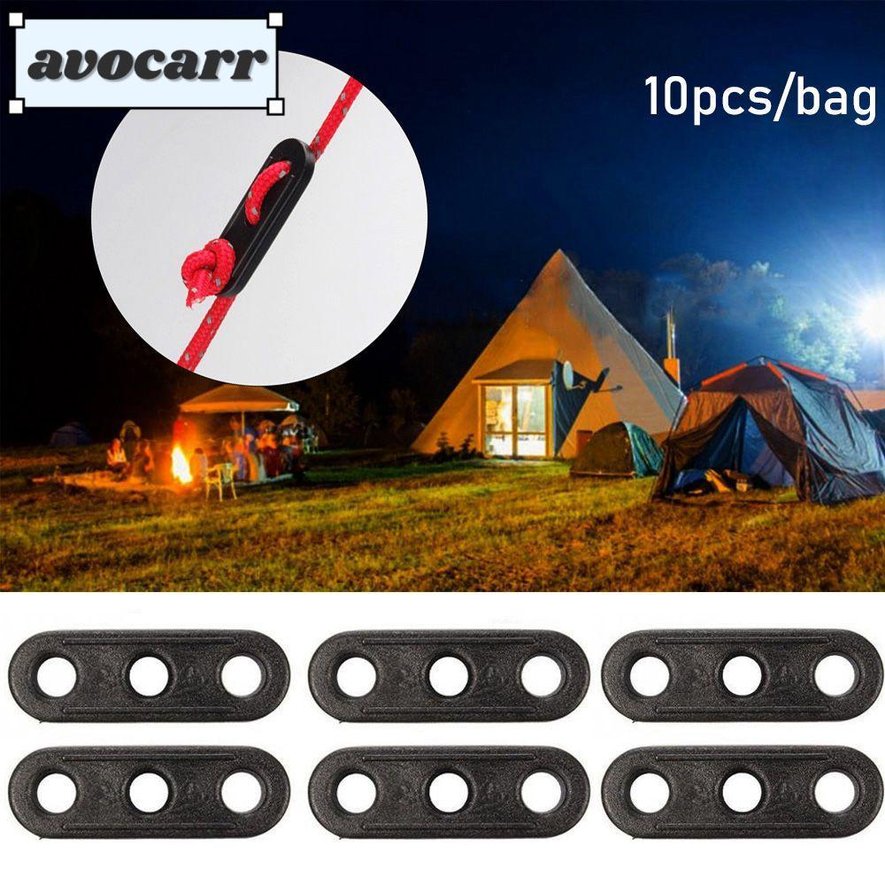 AVOCARR 10 ชิ้นเชือก Fastener Camping เต็นท์อุปกรณ์เสริม 3 หลุมกันสาด Wigwam ปรับ Tensioner ล็อค