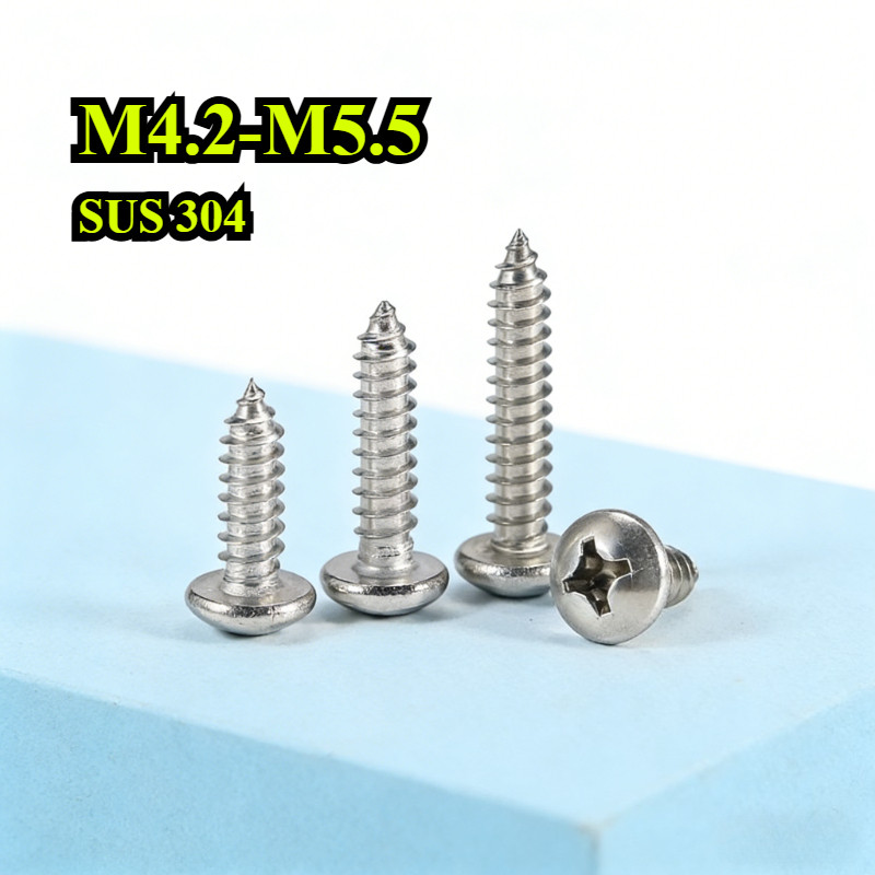 [ZQ-R] สกรูแตะตัวเองหัวกลมสแตนเลส 304 M4.2/M4.8/M5.5