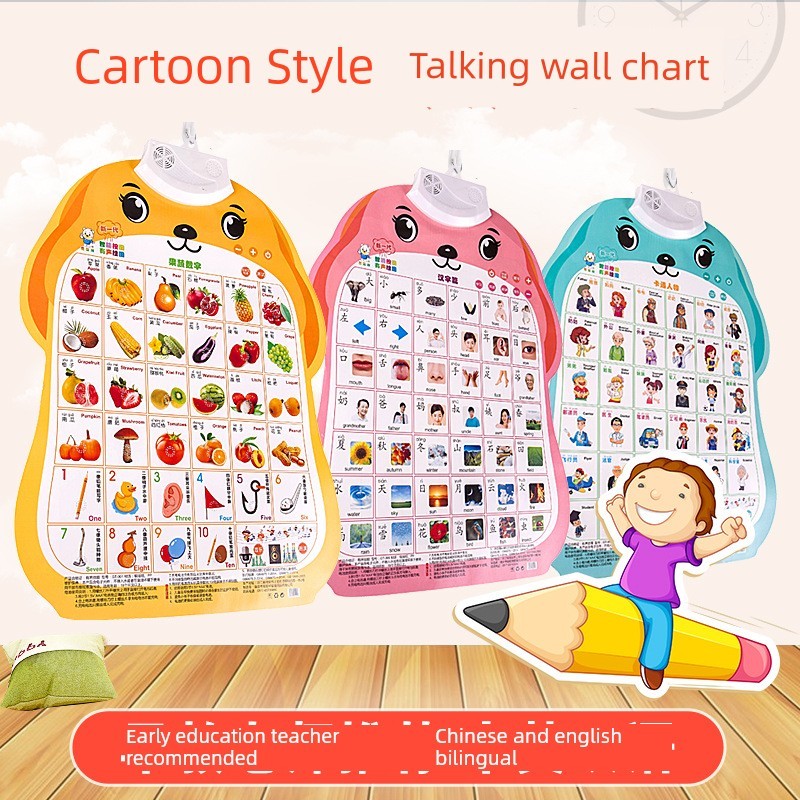 ตัวอักษร ตัวอักษรภาษาอังกฤษ26ตัว ABC เสียงแผนภูมิผนังตัวอักษรภาษาอังกฤษพินอินเสียงสติ๊กเกอร์ติดผนัง 