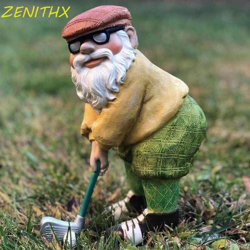 ZENITHX Golfing Gnome รูปปั้น, Golf Gnome ที่ละเอียดอ่อน Dwarf Art รูปปั้น, Golfer Figurines กันน้ําเรซิ่นหัตถกรรม Handmade Garden เรซิ่นเครื่องประดับ Office