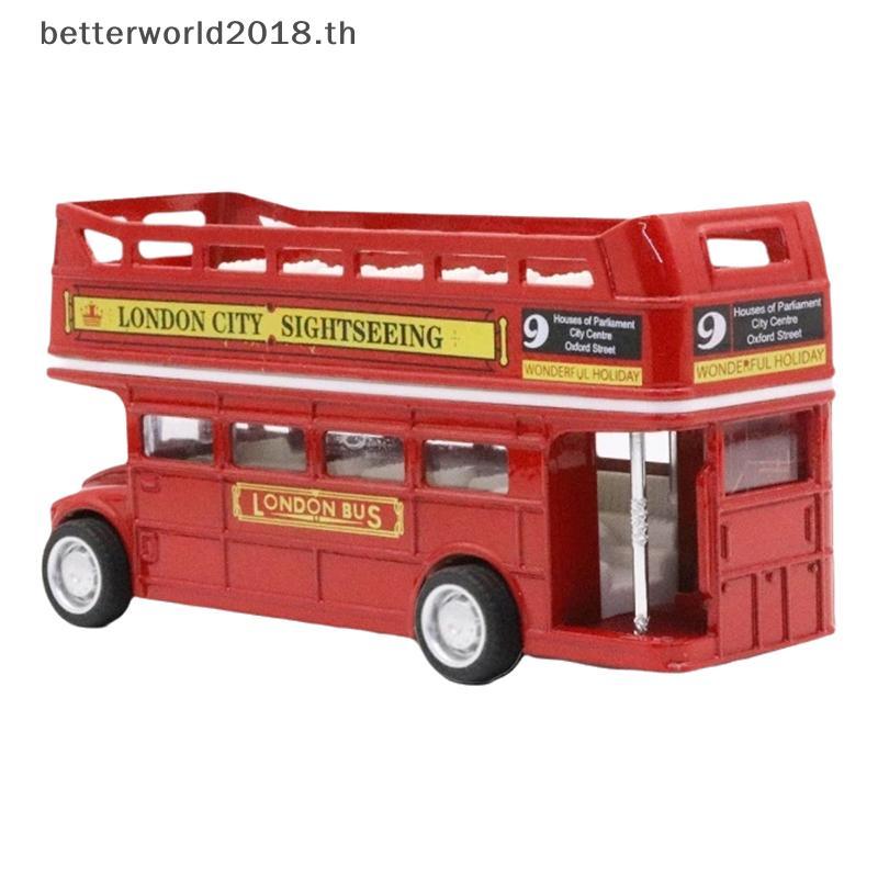 [bet] 1 ชิ้นโลหะดึง Ba รถจําลองของเล่นตกแต่ง 1:64 Vintage British ยุโรปกวางคู่รถบัสDiecastรถโลหะผสมร