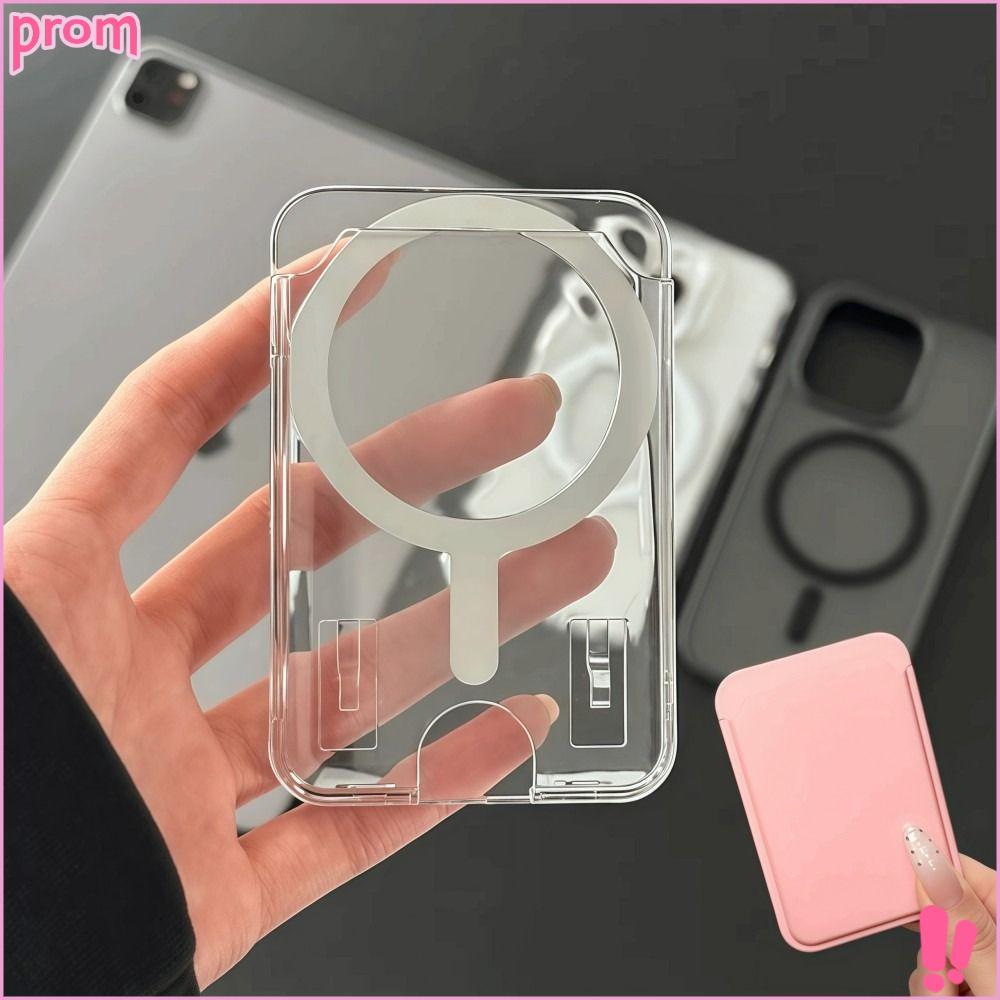 PROM สําหรับกระเป๋าสตางค์ MagSafe,ผู้ถือบัตรแม่เหล็กโทรศัพท์โปร่งใสเรียบง่าย,กระเป๋าใส่การ์ดโทรศัพท์กันรอยขีดข่วนสีทึบทนทานสําหรับ 17 16 15 14 13 12 11