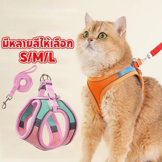 AimayaPet สายจูงสัตว์เลี้ยง เสื้อรัดอกแมว สายจูงแมวรัดอก สะท้อนแสงกลางคืน ปรับระดับได้