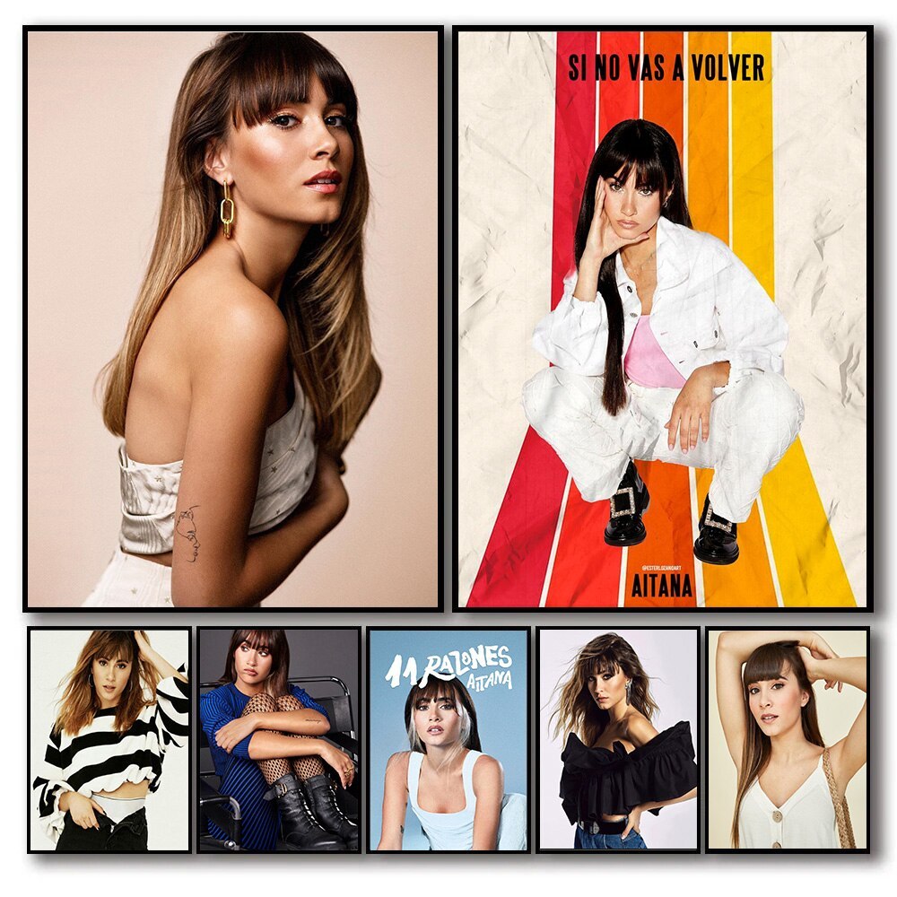 Aitana Ocana นักร้องภาพโปสเตอร์ Razans เพลงผ้าใบ Wall Art สําหรับห้องนั่งเล่นตกแต่งบ้านที่สมบูรณ์แบบ