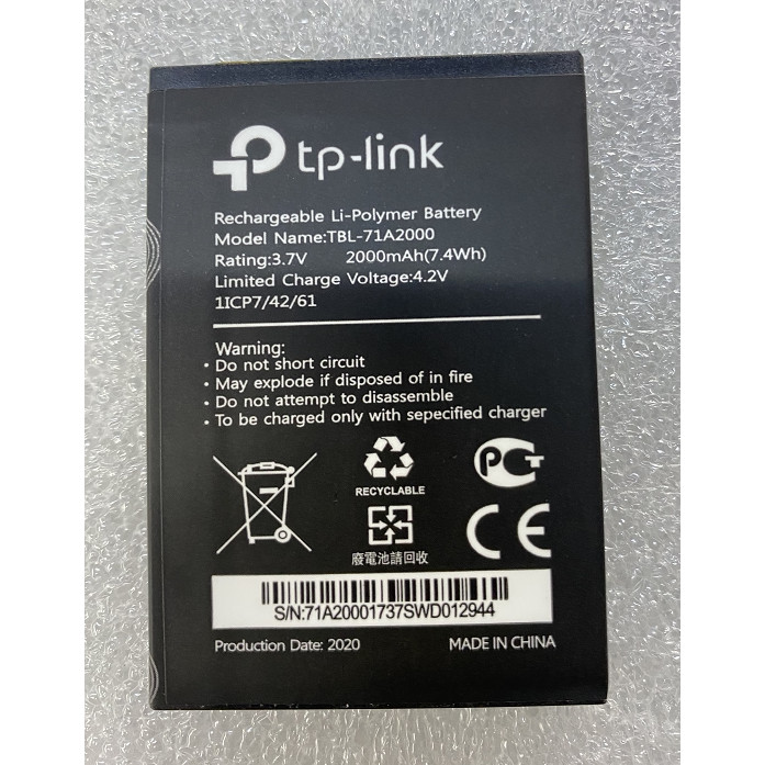 เหมาะสําหรับ General Union/neffos TP-LINK TL-TR861 TBL-71A2000 แบตเตอรี่ความจุเท้า