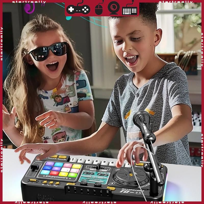 ST ชาร์จมัลติฟังก์ชั่ DJ เพลงเครื่องสําหรับเด็กสมจริง Mixer Design พร้อมไมโครโฟนคาราโอเกะและ Rhythm 
