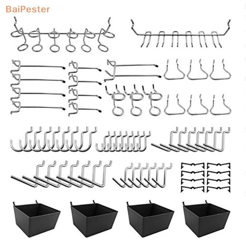 [BaiPester] 81 ชิ้นตะขอ Pegboard Assortment พร้อม Pegboard Bins Peg Los Tools Organizer
