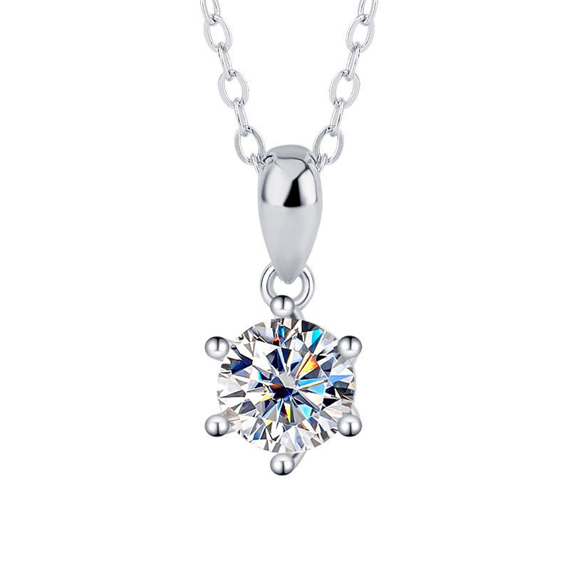 Real Moissanite 1ct 2ct 3ct หกง่ามจี้สร้อยคอ S925 เงินสเตอร์ลิง