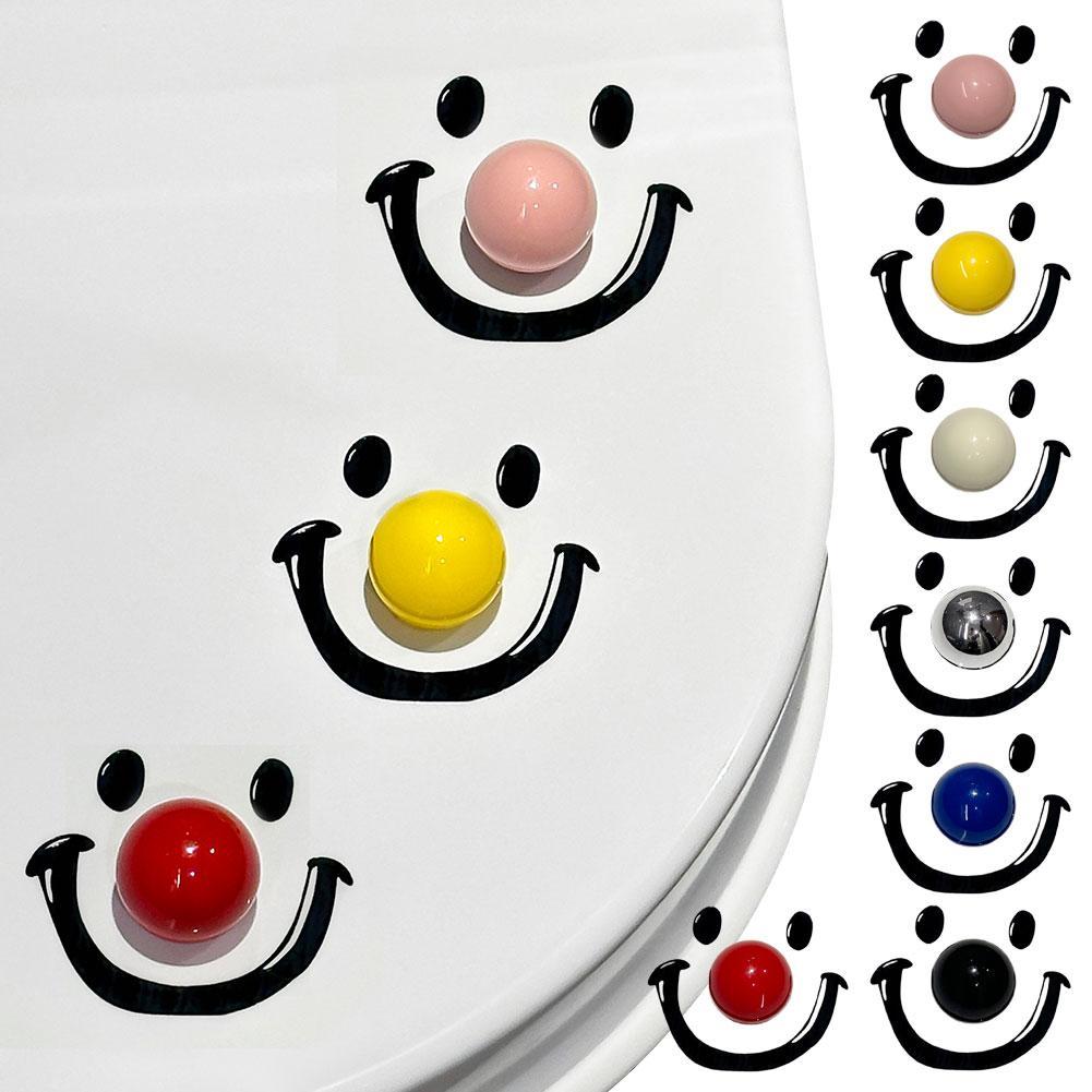 Creative Smiley Face ฝาชักโครกทรงกลมไม่ยกฝาปิดเครื่องมือห้องน้ําสกปรกมือ W2m2
