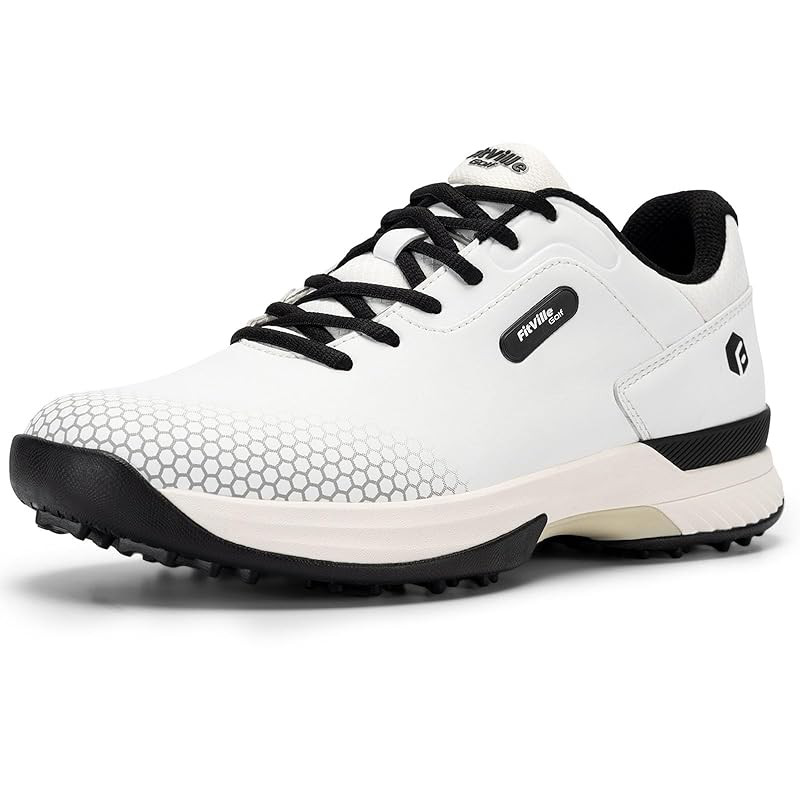 [FitVille] Wide Fit Men's Golf Shoes - Lightweight 2E & 4E Spike Sneakers