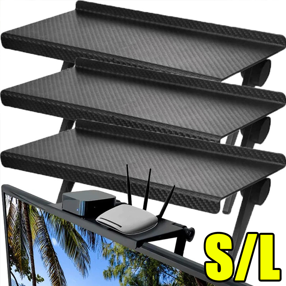 No-drill TV Screen Top Plastic Shelf Holders - Adjustable Computer Monitor Desktop Display Stand - R