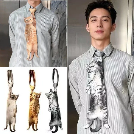 เนคไทพิมพ์ลายสัตว์แบบตลก ทำจากผ้าซาติน เหมาะสำหรับงานสำคัญและสวมใส่งานแต่งงาน
