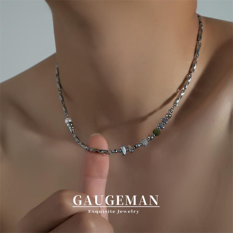 สร้อยคอยาวสไตล์มินิมอลสำหรับผู้ชาย แบบกระดูกไหปลาร้าทำจากเหล็กไทเทเนียม ขนาดXL
