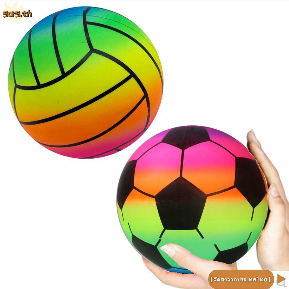จัดส่งจากประเทศไทยGORG Inflatable Beach Ball, PVC 22cm Rainbow Beach Ball, ทนทานยักษ์หนาฤดูร้อน Water Ball เด็ก