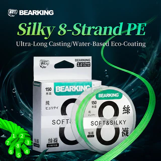 BEARKING SILK X8 PE สายตกปลา JapanQuality 8 Braided Multifilament 100M-150M สูง Stength สายหลักสําหรับ Big FishPower Line