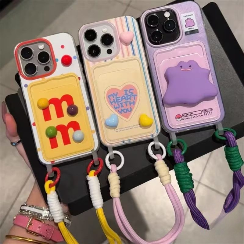 CODที่ไทย เคสสำหรับไอโฟน14 ลายไฮโซ น่ารัก เคสช่องใส่การ์ดสายข้อมือ For iPhone17 16 11 12 13PROMAX 14 15PLUS 7/8 SE2 XSXR