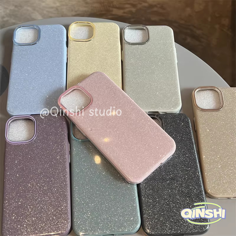 เคสไอโฟน17 เหมาะสำหรับ IPhone 12 15 16 13 11 14 Pro Max XR X XS Max 7 15 14 16 8 Plus Air เคสกลิตเตอร์สีสันสดใสเรียบง่าย