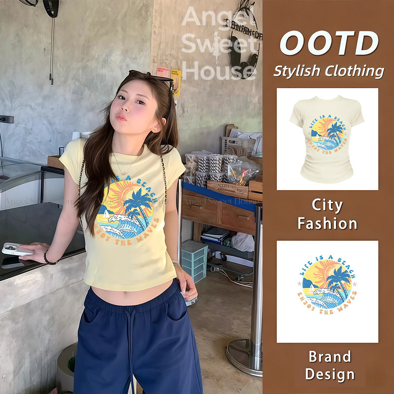 (จัดส่งตลอด 24 ชั่วโมง）Angle Official รุ่นใหม่ ทีชียืดมาก ตัวแปร่ง ทันสมัย ทีชี ผ้าเบาและสบาย ทีชีรุ่นใหม่ลายตัว   L876