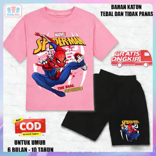 ชุดเสื้อยืดและกางเกงขาสั้นสไปเดอร์แมนสำหรับเด็ก! "สินค้าใหม่" "ดีไซน์สไปเดอร์แมนเท่ ๆ" น่าดูและกำลังฮิต ผ้าฝ้ายเนื้อนุ่