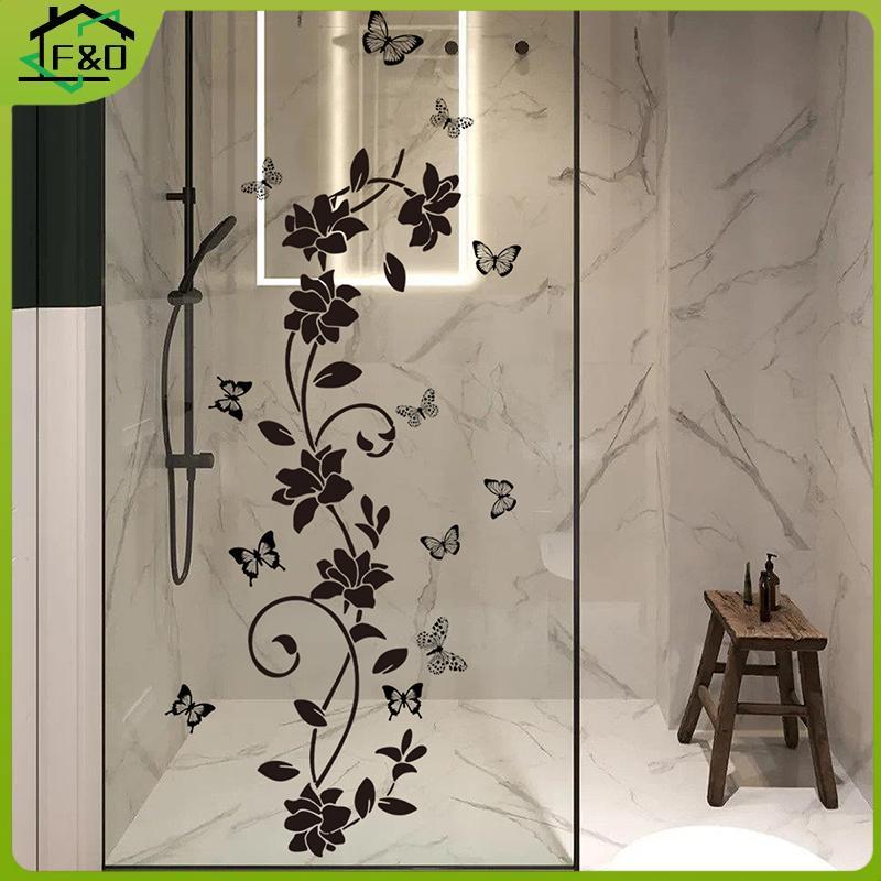 F&O ดอกไม้ Iris Vine Mirror Glass Stier ตกแต่งบ้านห้องน้ํา Self-กาว Wall Stier .
