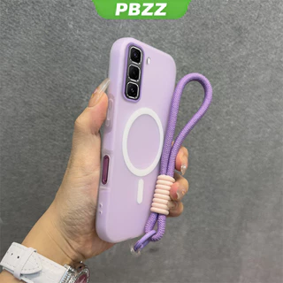 PBZZ Jelly สี 2 in 1 เคสสําหรับ infinix hot 50 60 pro plus hot 50 60 60i 4g เคสโทรศัพท์กันกระแทก ดีไซน์ใหม่ความงามพร้อมเชือกเส้นเล็ก Wireless Magnetic สีดํา GDBSWX02