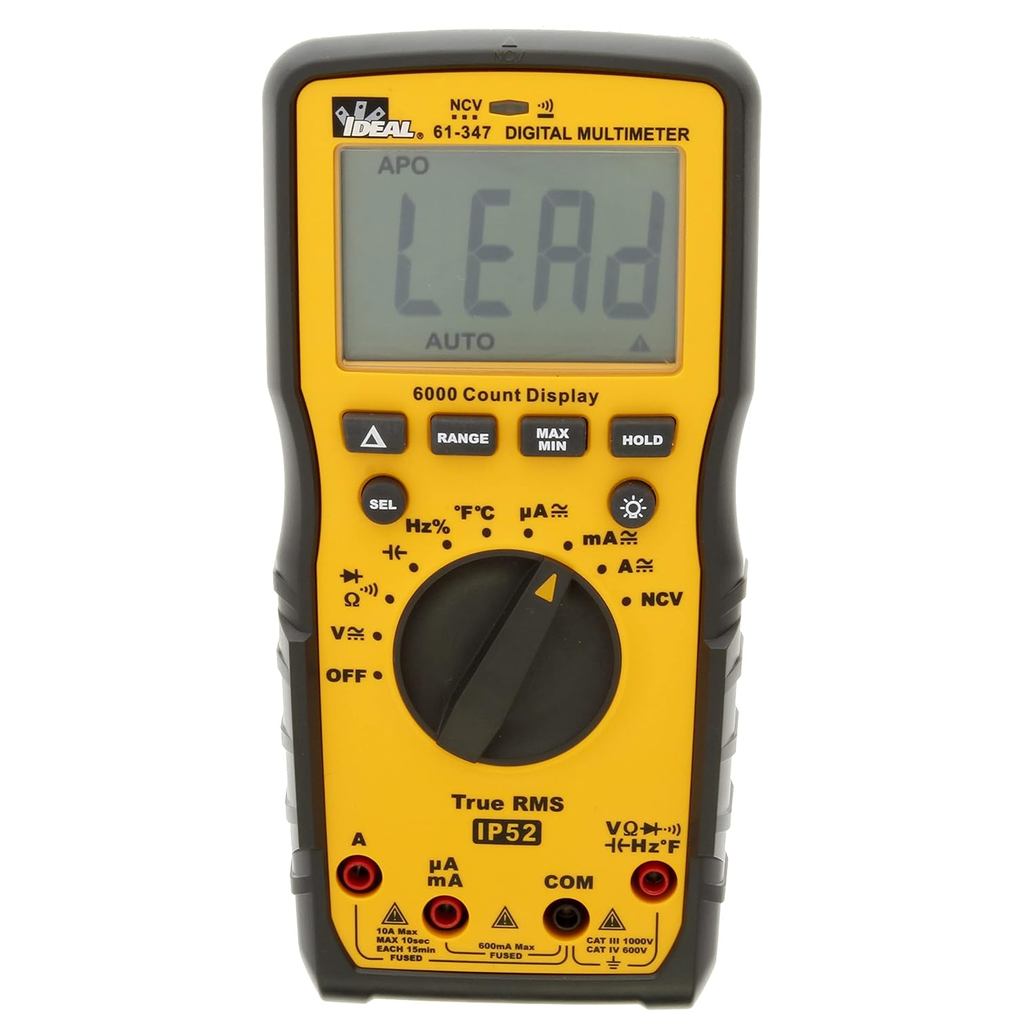 IDEAL ไฟฟ้า 61-347 - มัลติมิเตอร์ AC/DC TRMS, CAT III 1000V, CAT IV 600V
