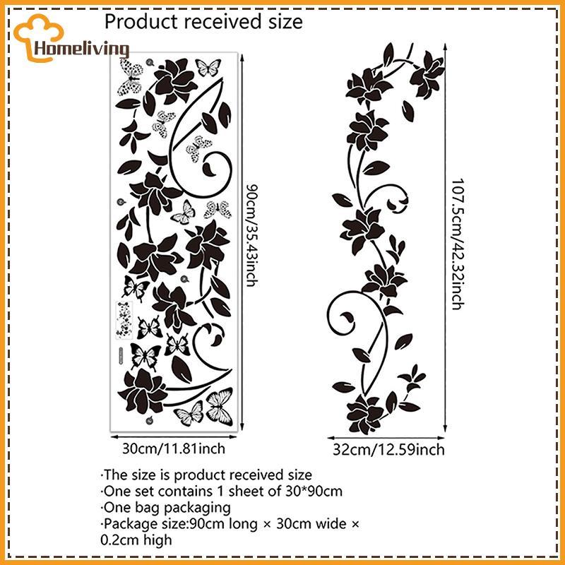 HOME ดอกไม้ Iris Vine Mirror Glass Stier ตกแต่งบ้านห้องน้ํา Self-กาว Wall Stier TH