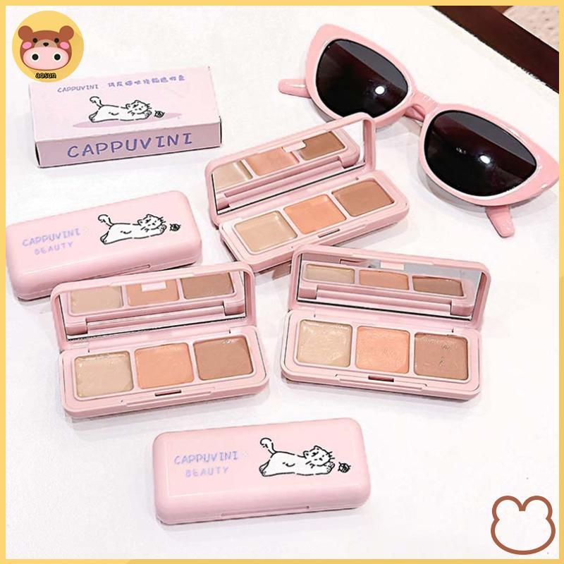 Aosun Cappuvini 3 สี Correcting คอนซีลเลอร์ Strip Palette Hydrating Eye Brightening คอนซีลเลอร์ Cont