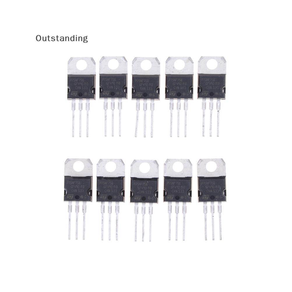 ที่โดดเด่น 10 ชิ้น P75NF75 P75N75 STP75NF75 TO-220 ทรานซิสเตอร์ใหม่