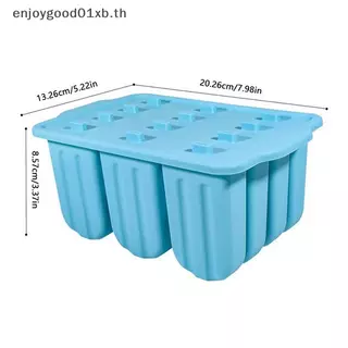 EDTH 12 แม่พิมพ์ไอศกรีมตัดง่าย Demold ซิลิโคน Popsicle ถาดสําหรับตู้แช่แข็งโฮมเมด Ice Cube พร้อมฝาปิดขนมหวานในครัว