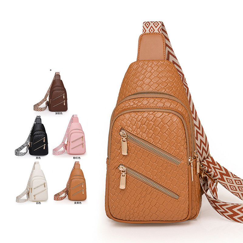 Women's chest bag 2024New high-end vintage waist bag Textured Bohemian-style shoulder crossbody bag