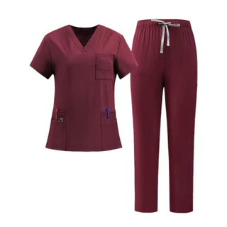 เสื้อ+กางเกงNew Scrub ชุด Unisex ผู้ชายและผู้หญิง Quick-Drying เสื้อยืดผ่าตัดเสื้อผ้าช่องปากพยาบาลหมอเสื้อผ้าทํางานสัตว์